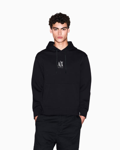 Stretch cotton hoodie with a kangaroo pocket and logo Icon