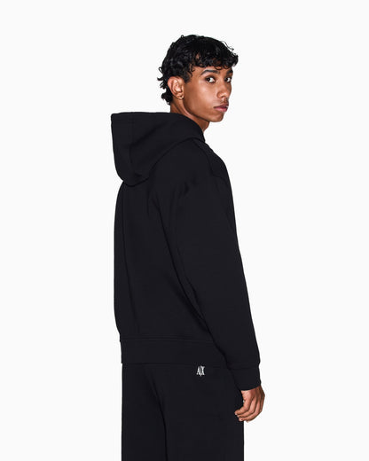 Full-zip hoodie in bonded stretch cotton with logo Icon