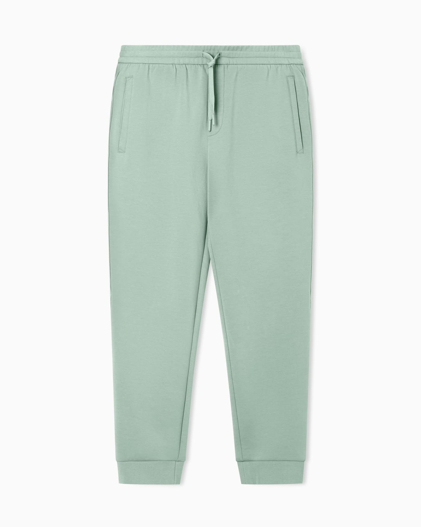 Bonded stretch cotton joggers with ribbed cuffs Icon