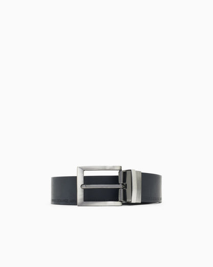 Leather belt with logo