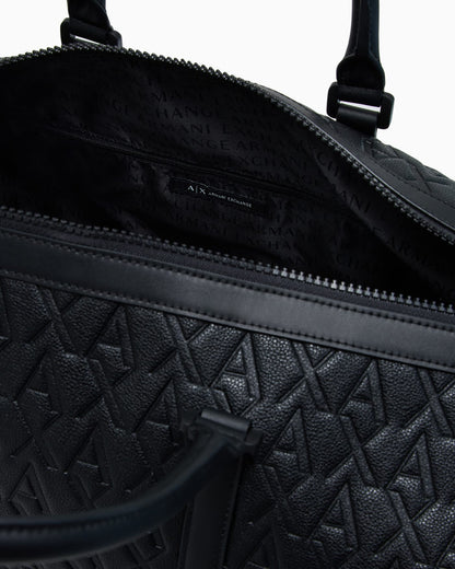 Duffel bag with an embossed pattern and a shoulder strap