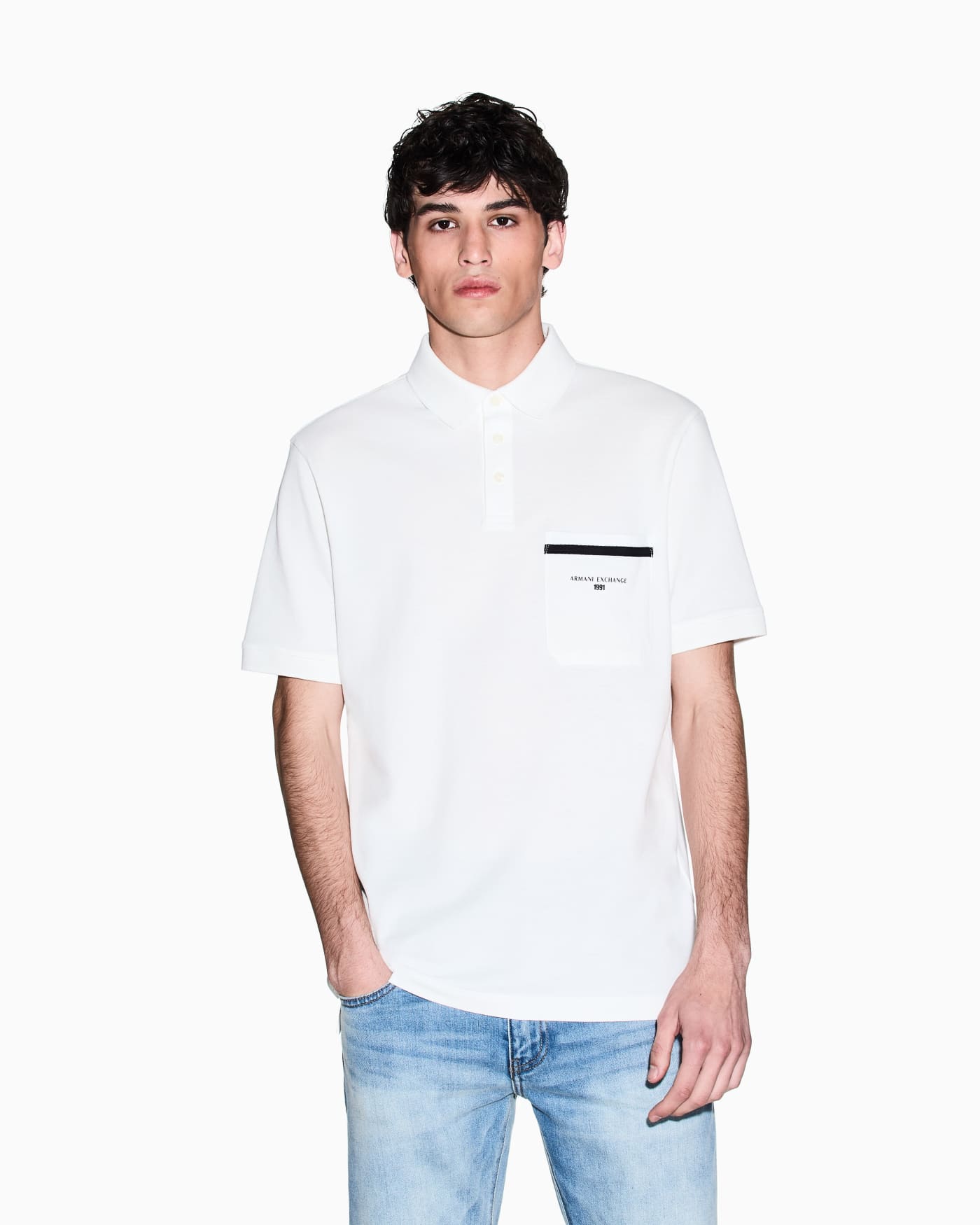 Regular pique polo shirt with pocket