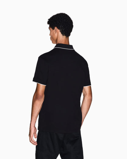 Slim-fit cotton piquet polo shirt with piping Essential