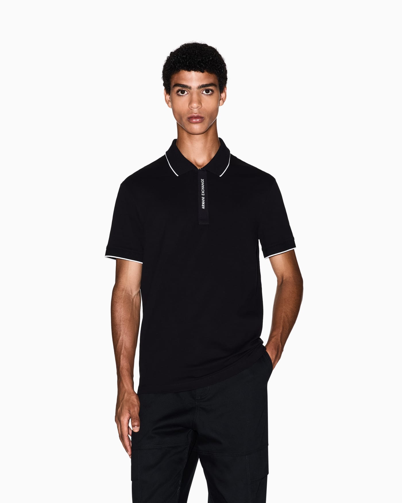 Slim-fit cotton piquet polo shirt with piping Essential