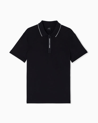 Slim-fit cotton piquet polo shirt with piping Essential