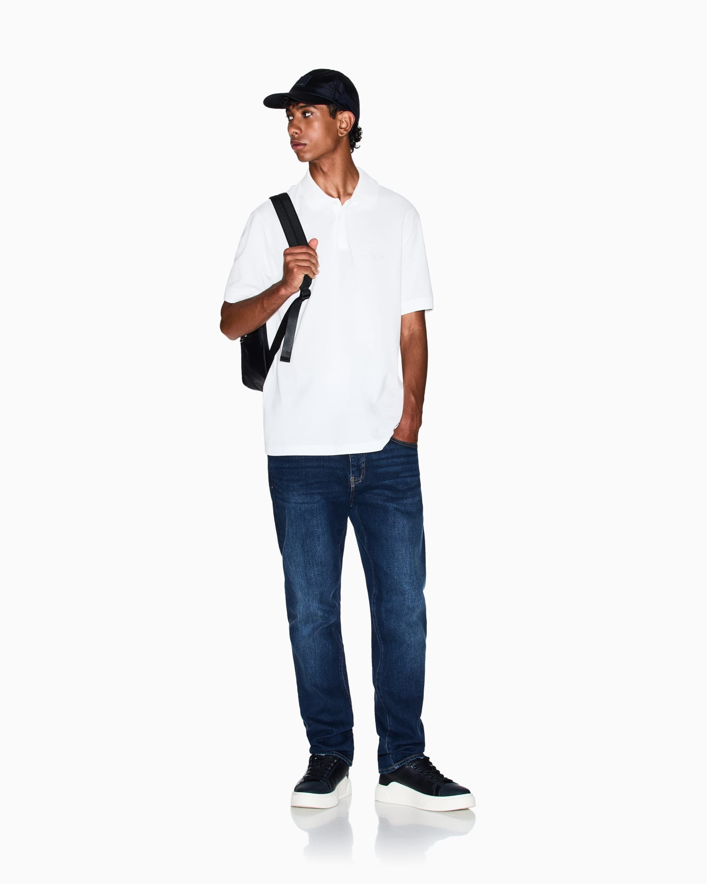 Cotton piqué polo shirt for man