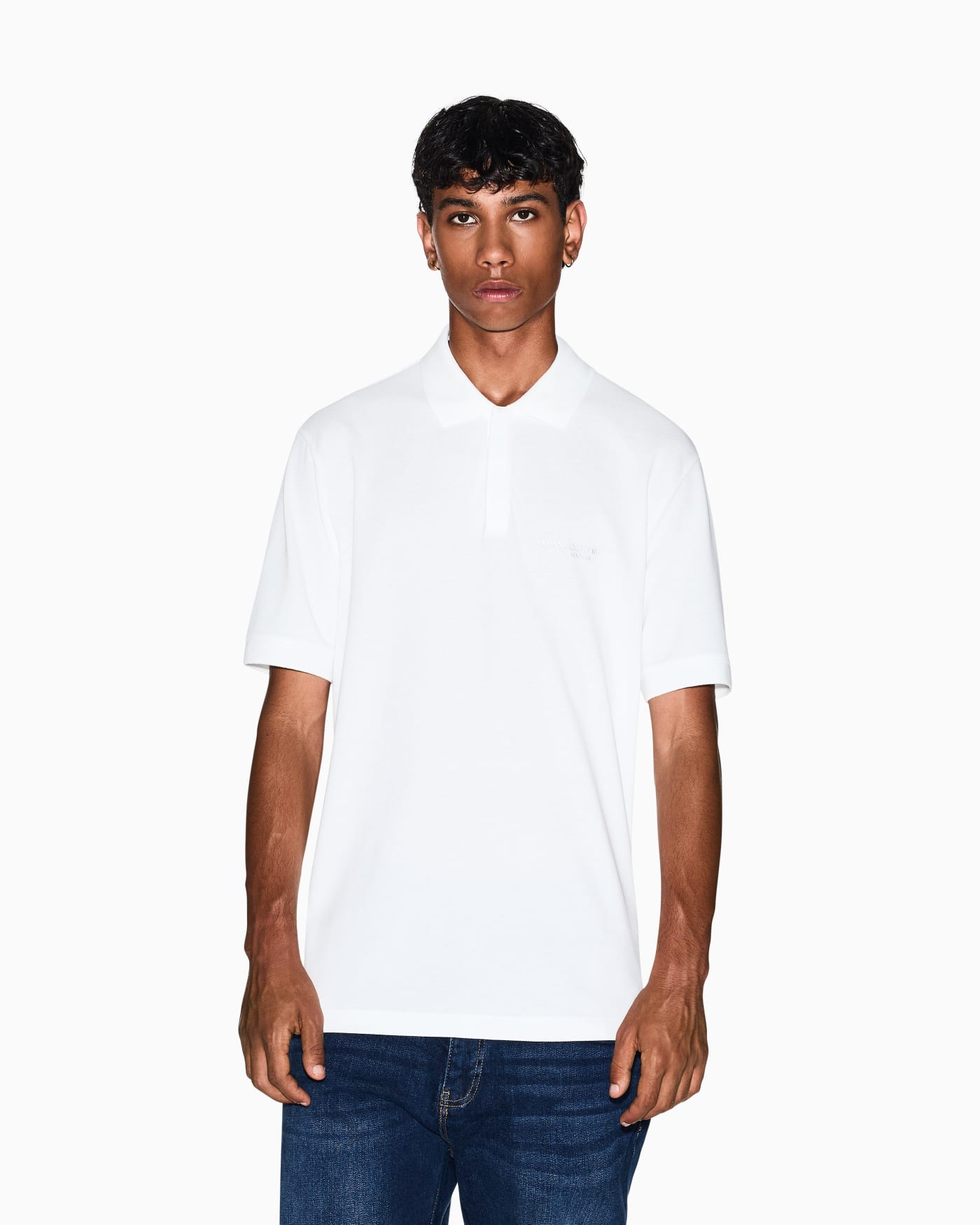 Cotton piqué polo shirt for man