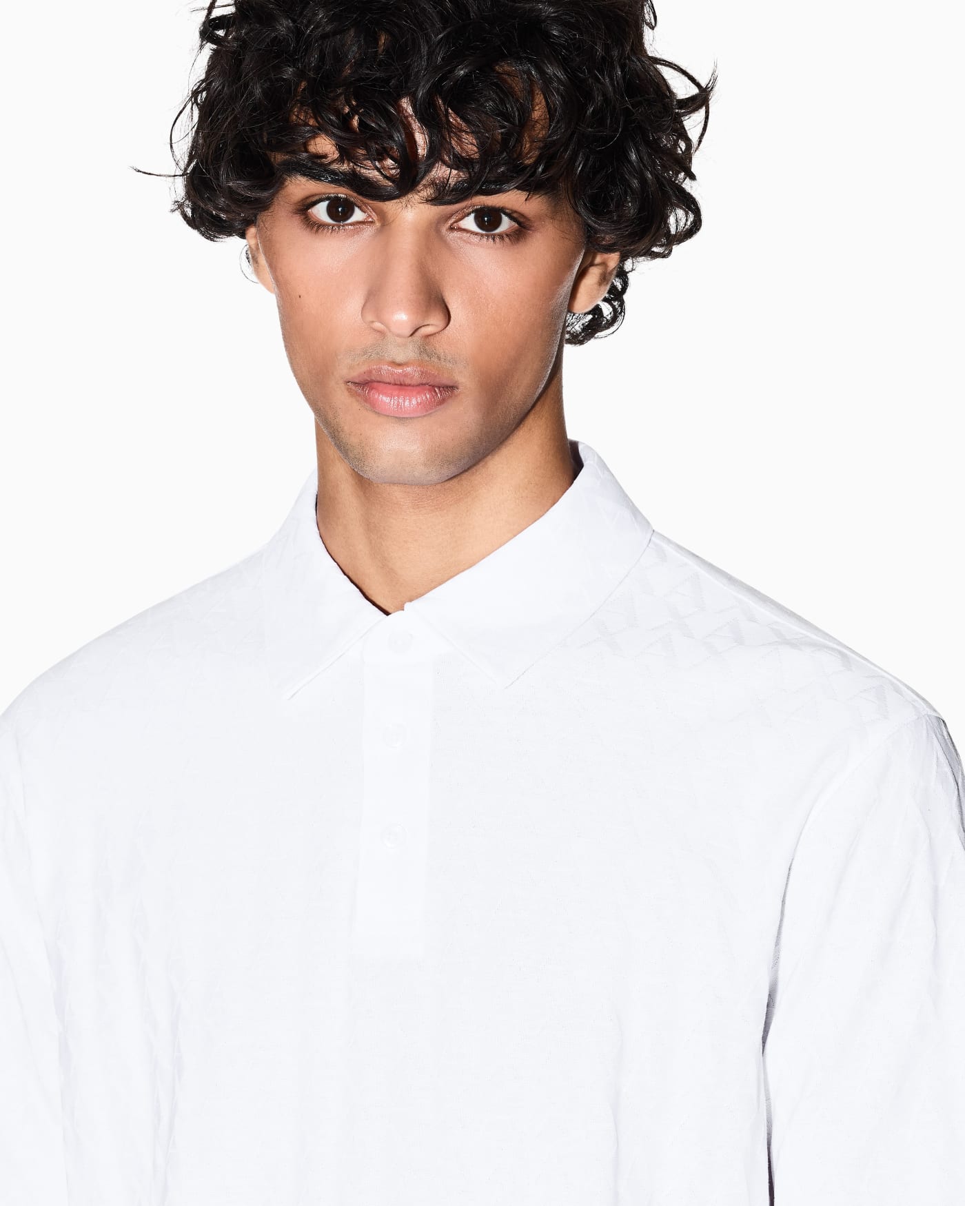 Jacquard cotton polo shirt man