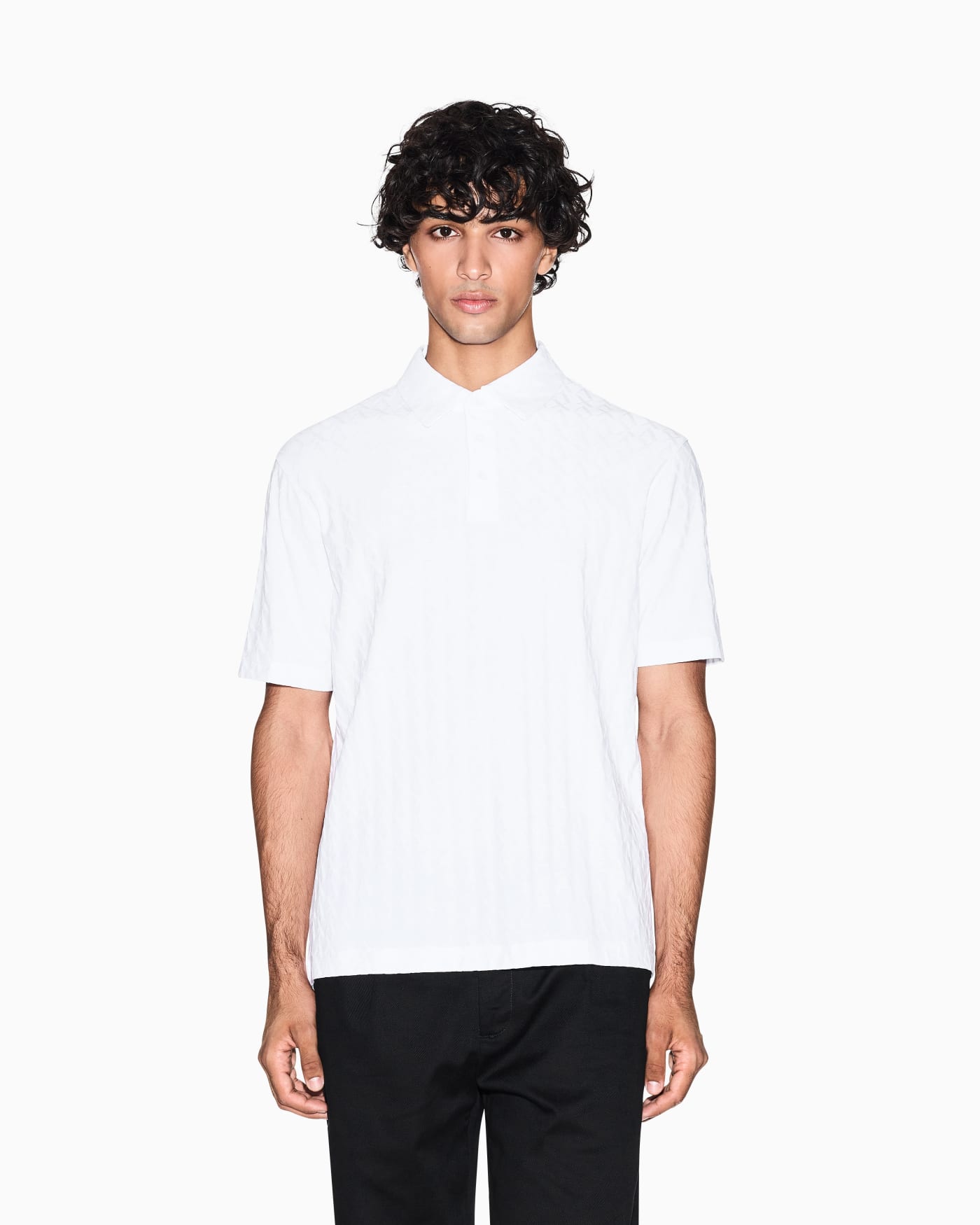 Jacquard cotton polo shirt man