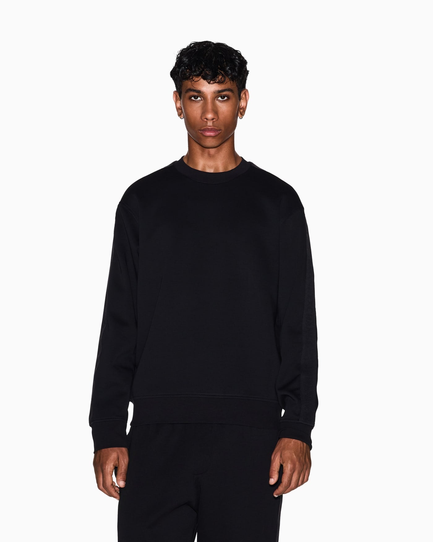 Crewneck sweatshirt logo tape detail man