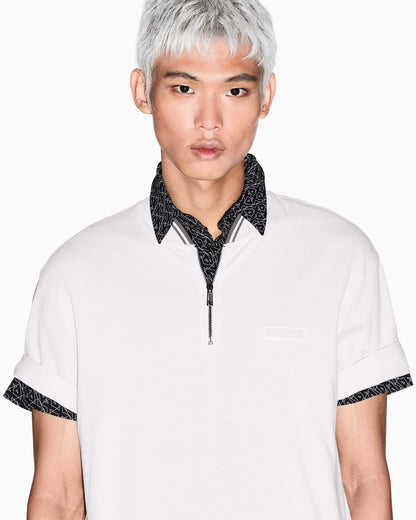 Pique polo shirt with zip