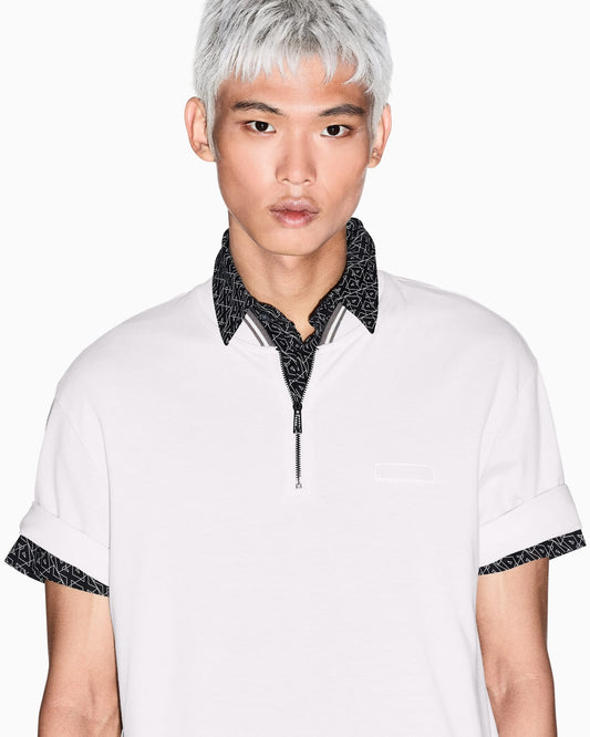 Pique polo shirt with zip