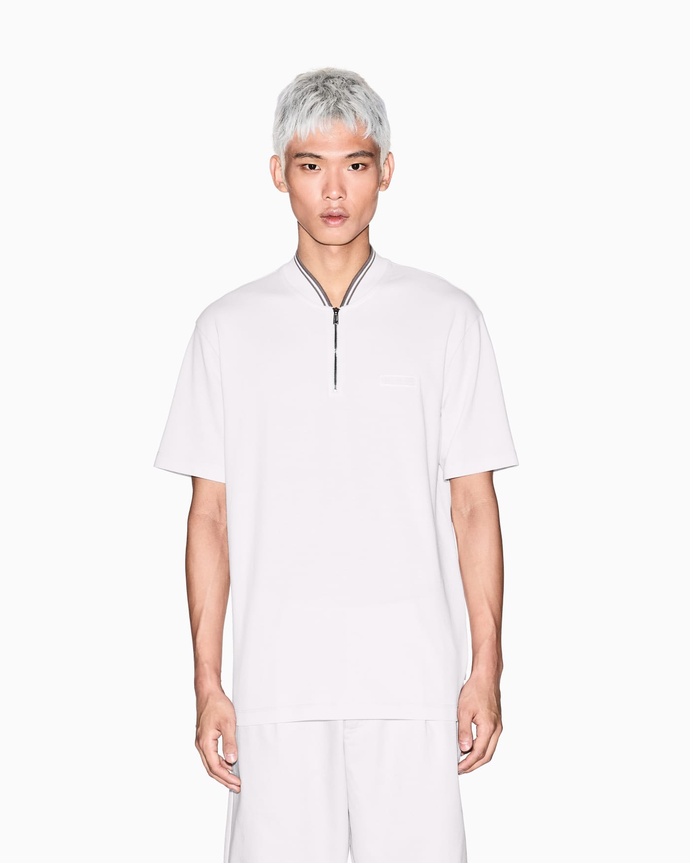 Pique polo shirt with zip