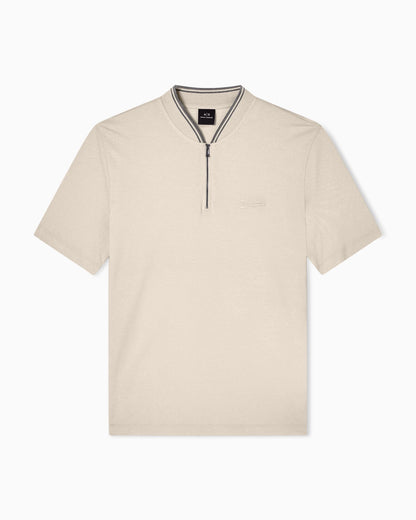 Pique polo shirt with zip