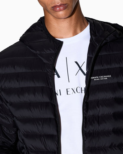 Quilted nylon down puffer jacket with hood Essential