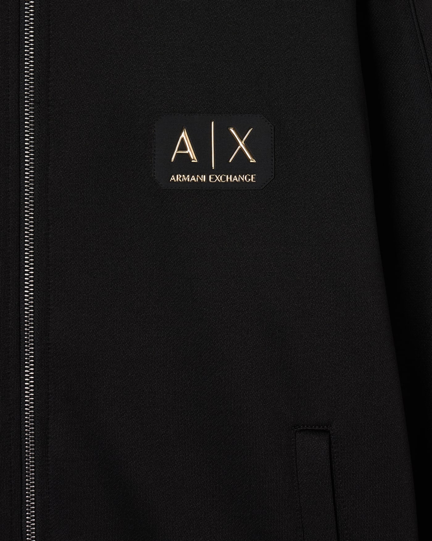 Zip-up hoodie with gold patch