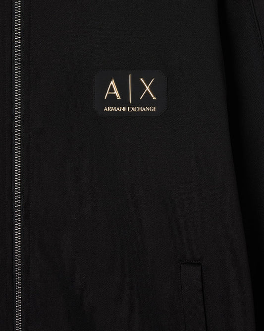 Zip-up hoodie with gold patch