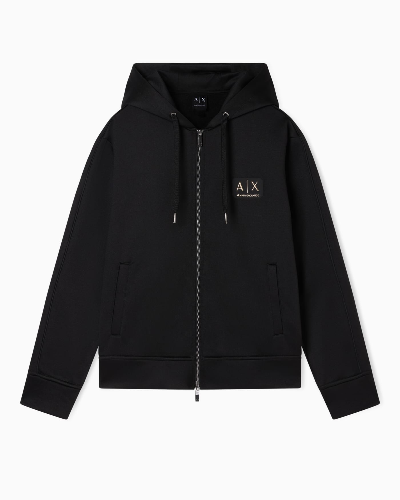 Zip-up hoodie with gold patch