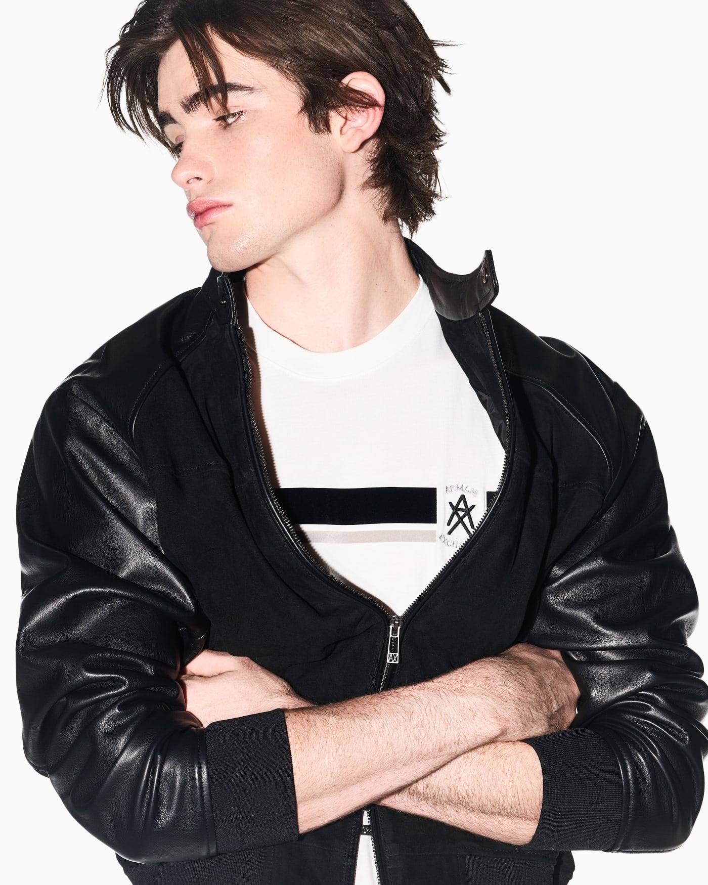 Regular fit T-shirt with contrasting band and logo
