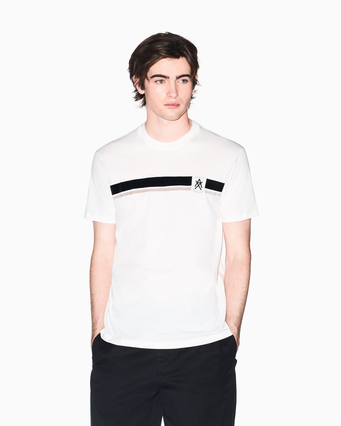 Regular fit T-shirt with contrasting band and logo