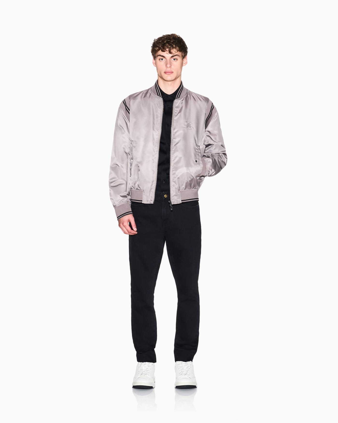 Stretch cotton shirt with contrasting profiles