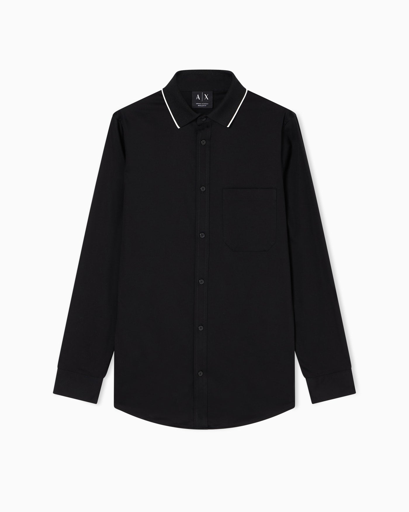 Stretch cotton shirt with contrasting profiles