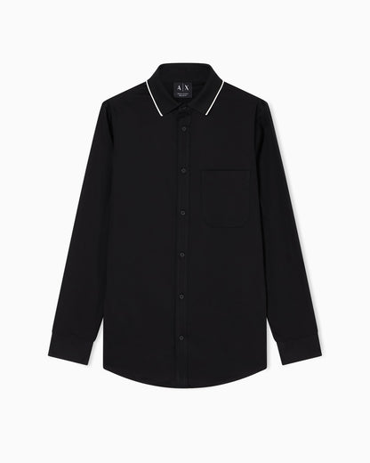 Stretch cotton shirt with contrasting profiles