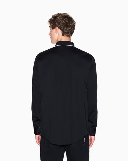 Stretch cotton shirt with contrasting profiles