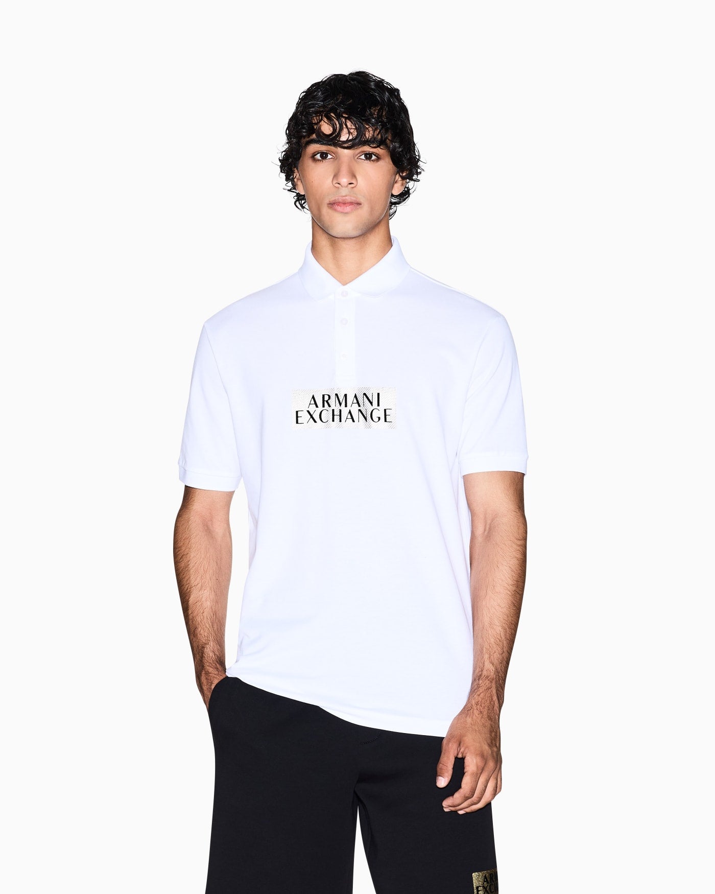 Regular fit cotton polo shirt with gold details