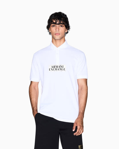 Regular fit cotton polo shirt with gold details