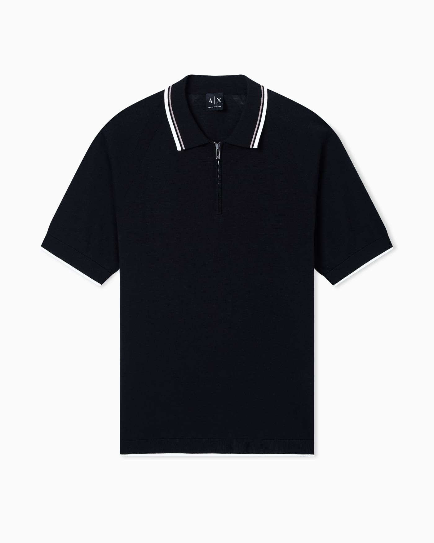 Zip-up knit polo shirt