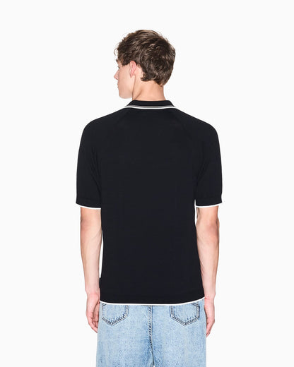 Zip-up knit polo shirt