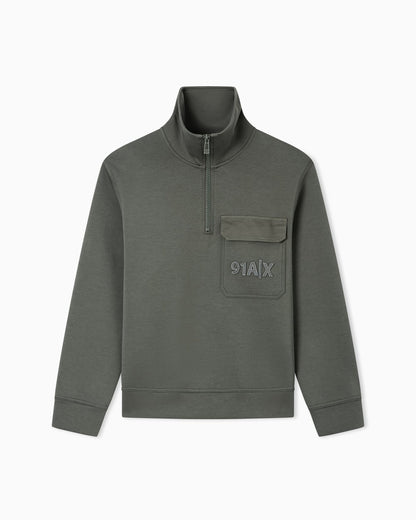 Crewneck sweatshirt in bonded stretch cotton