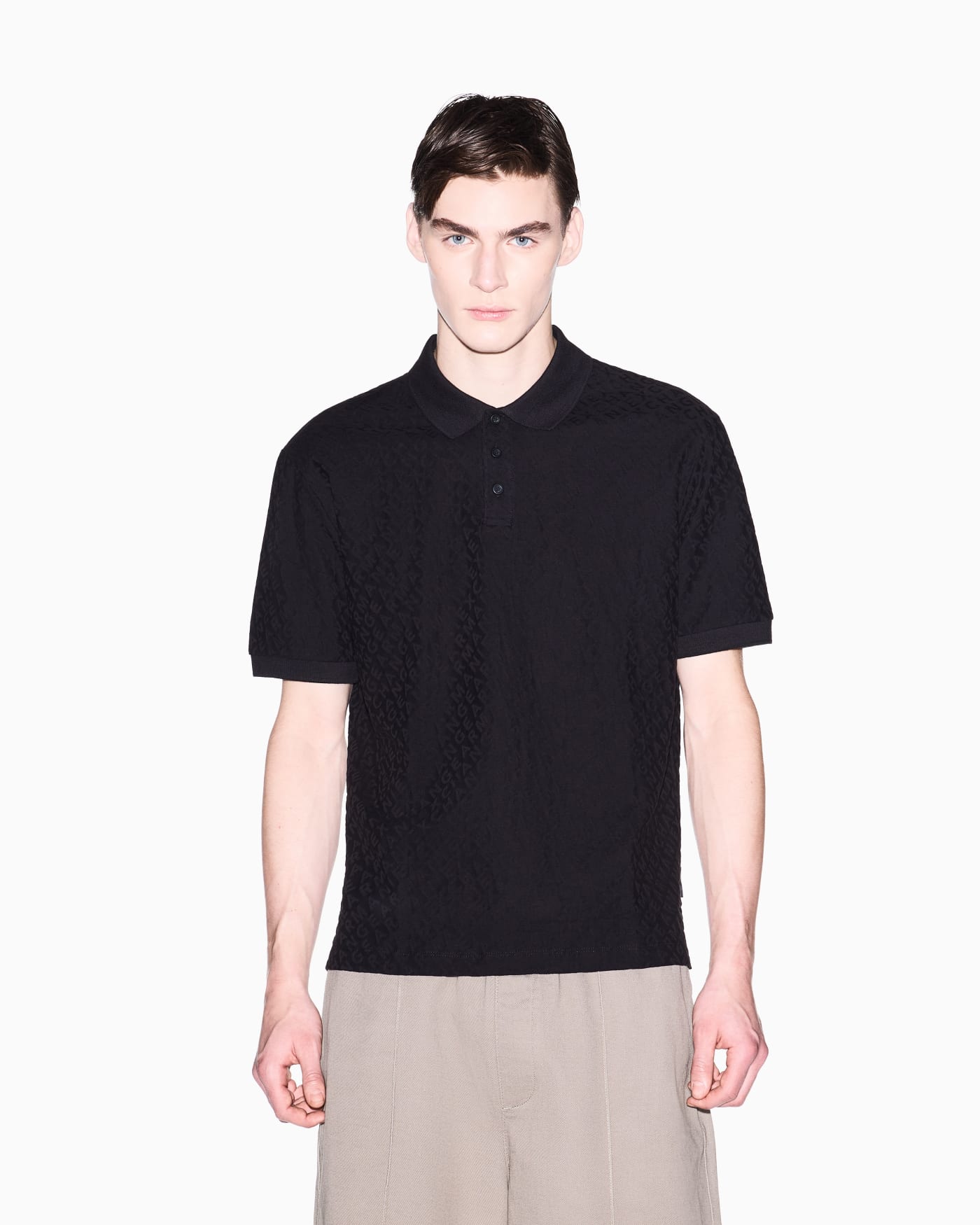 Jacquard polo shirt in mercerized cotton