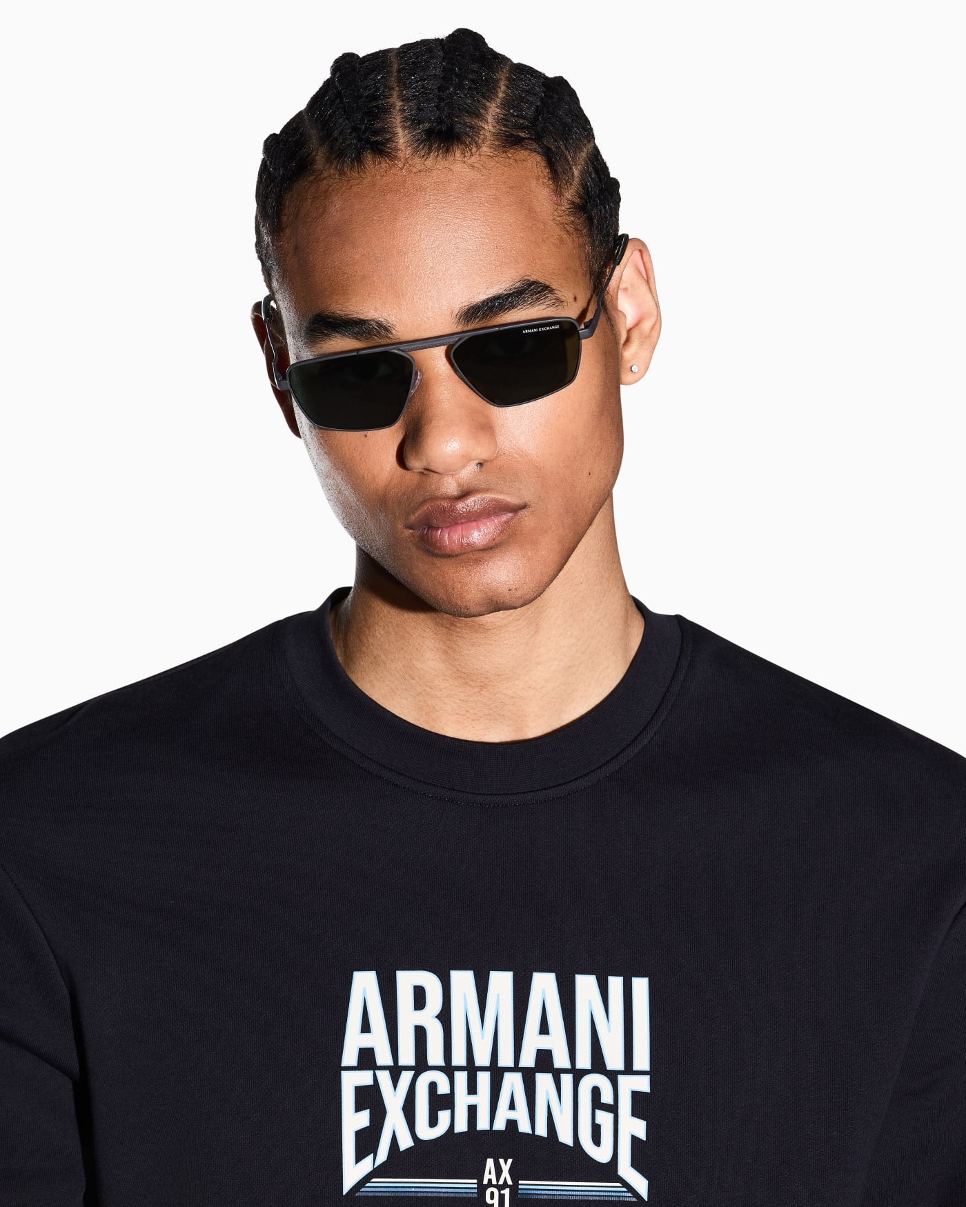 Diagonal Fleece Cotton Crewneck Sweatshirt
