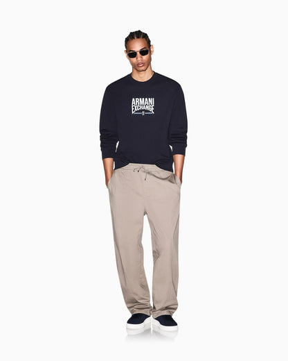 Diagonal Fleece Cotton Crewneck Sweatshirt