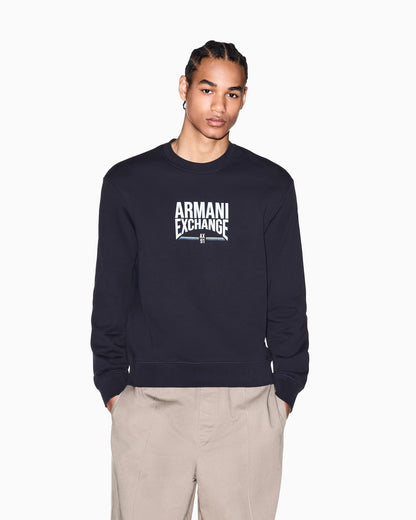 Diagonal Fleece Cotton Crewneck Sweatshirt
