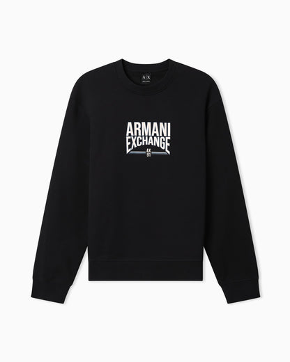 Diagonal Fleece Cotton Crewneck Sweatshirt