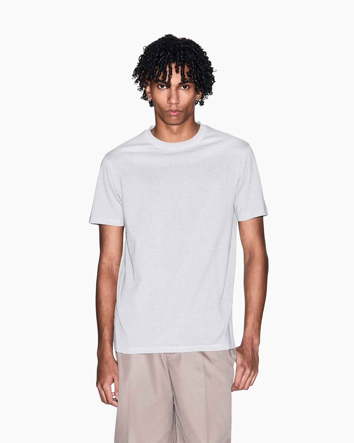 Regular fit cotton T-shirt with allover logo detail
