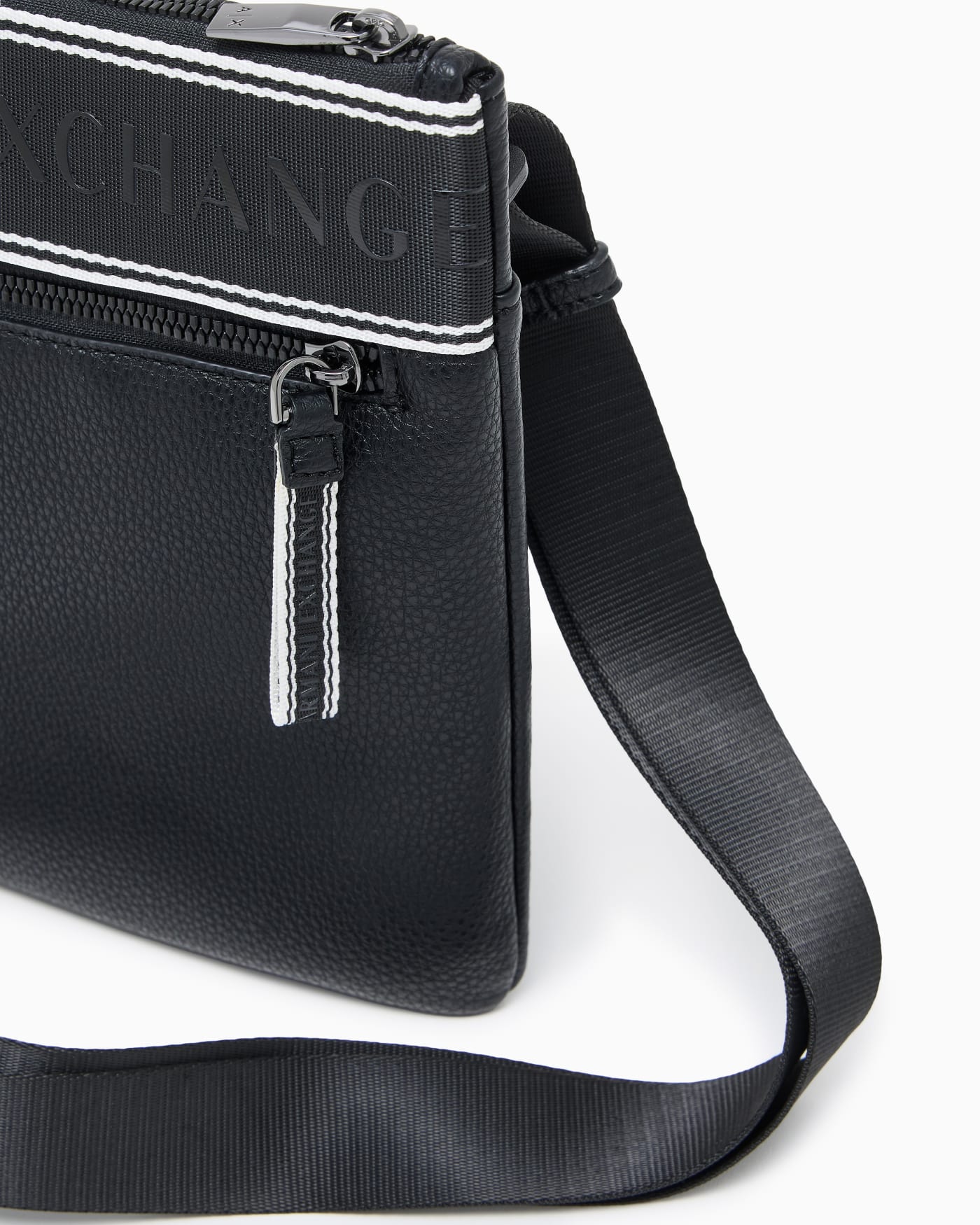 Flat crossbody messenger bag in coated fabric