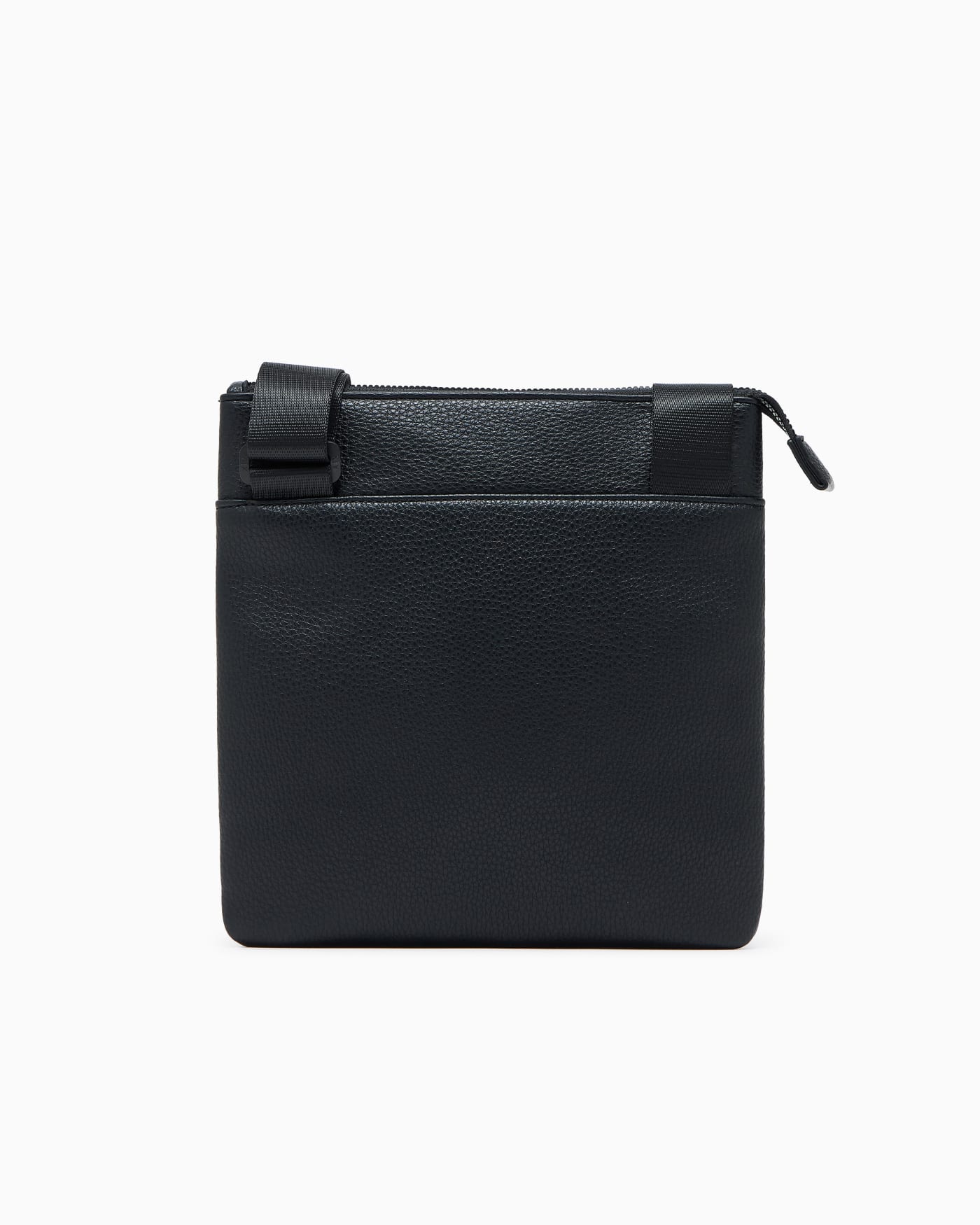 Flat crossbody messenger bag in coated fabric