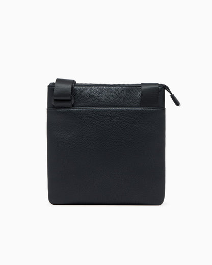 Flat crossbody messenger bag in coated fabric