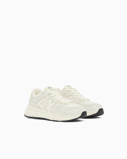 Sneakers in microsuede and mesh