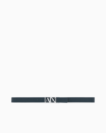 Elegant Smooth Leather Belt with Logo Buckle