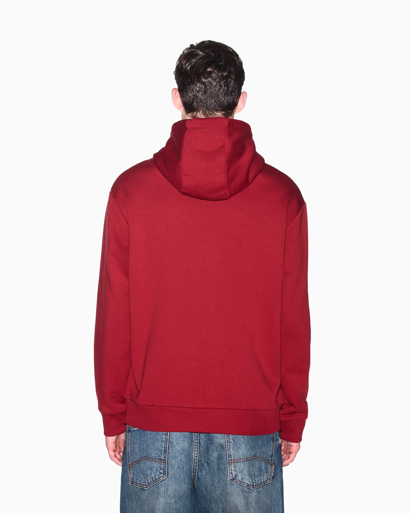 Cotton fleece hoodie with drawstring and front lettering