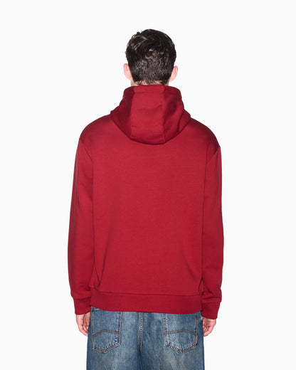 Cotton fleece hoodie with drawstring and front lettering