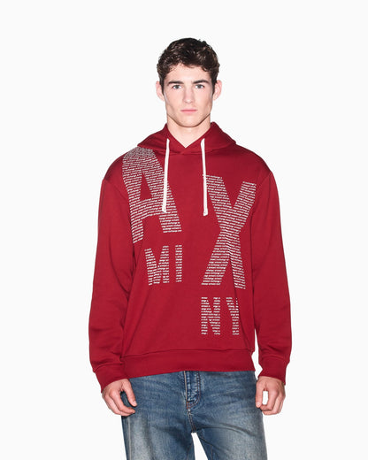 Cotton fleece hoodie with drawstring and front lettering