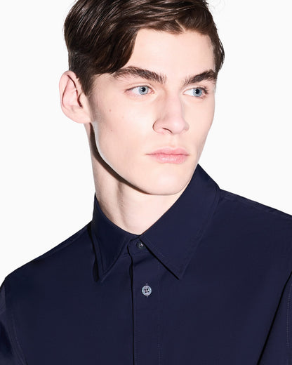 Slim Fit Shirt Solid Color Short Sleeves