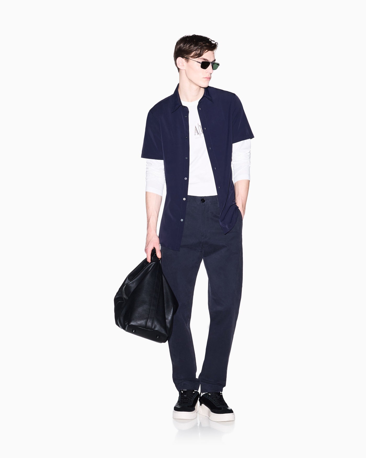 Slim Fit Shirt Solid Color Short Sleeves