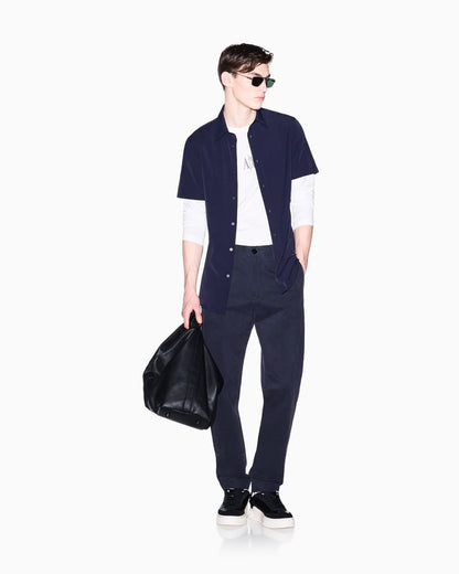 Slim Fit Shirt Solid Color Short Sleeves